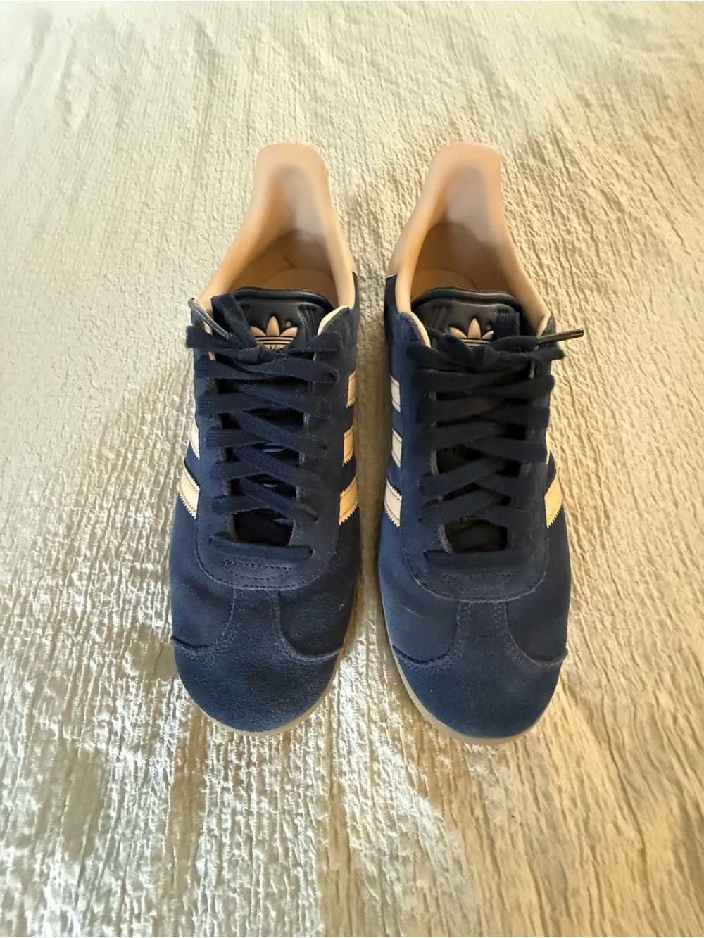 adidas Men’s Navy Suede Sneakers with Cream Accents